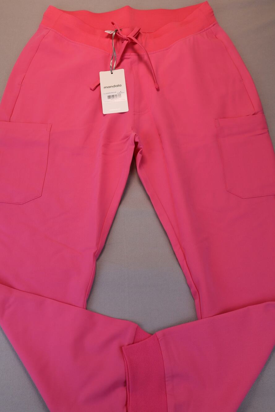 NEW Mandala Jogger Scrub Pants Women's Pink Bubblegum Cargo Size M